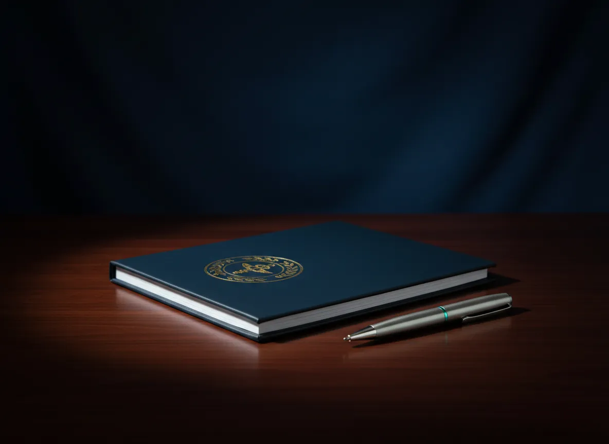 Accreditation and certification documents on a desk