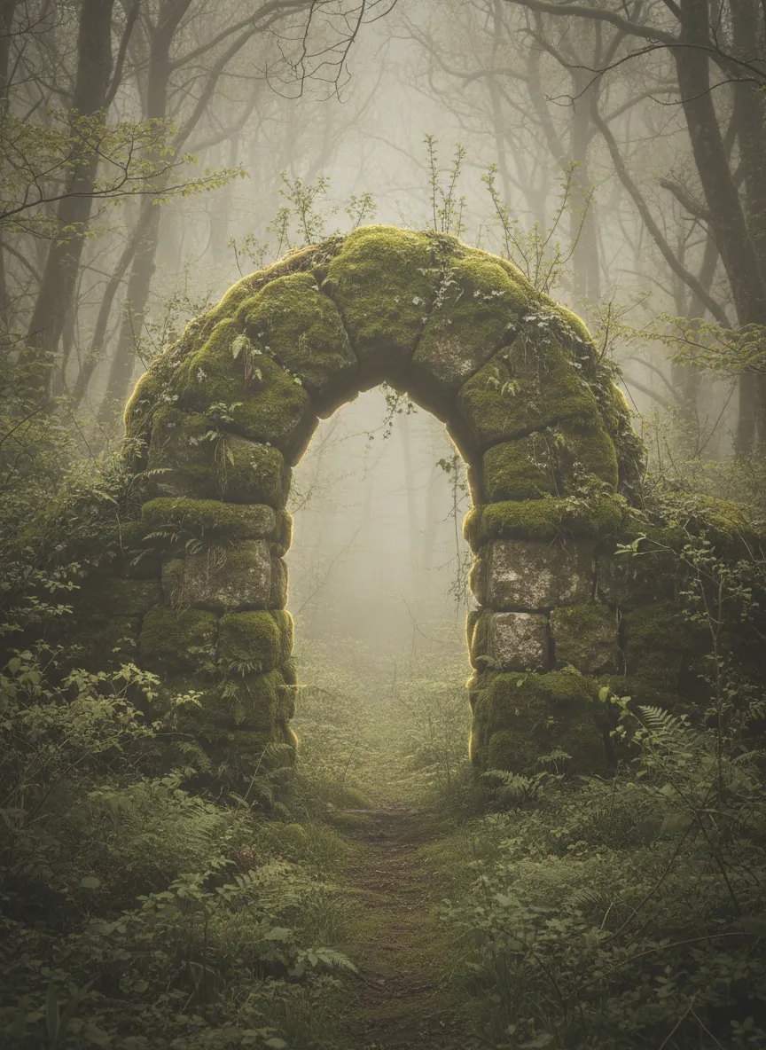 A soft-focus gateway symbolizing a new season