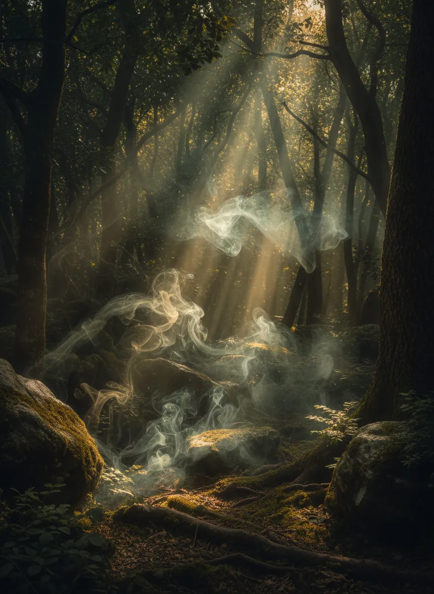 Abstract ethereal visualization of nature and ancient wisdom