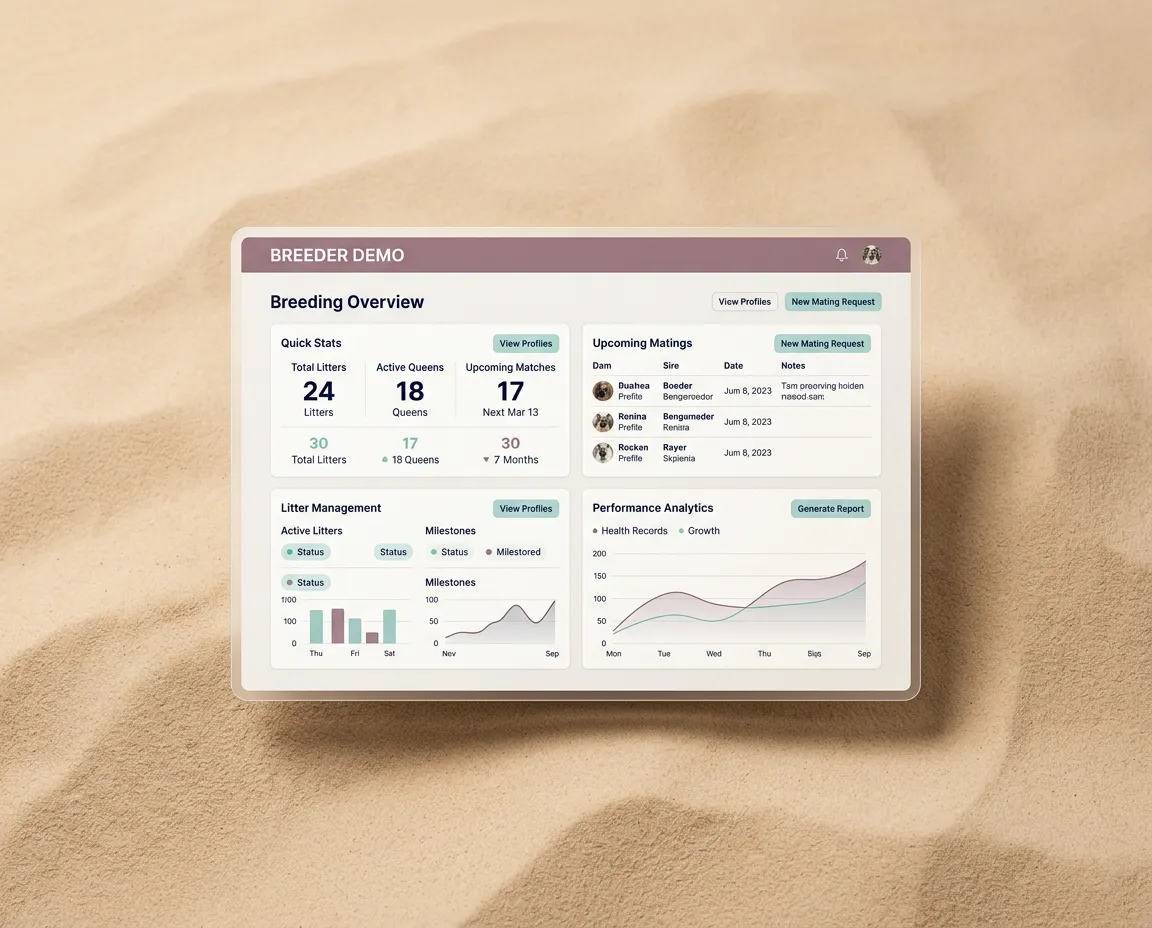 Rabbitry Management Software Breeder Demo Interactive Dashboard Preview