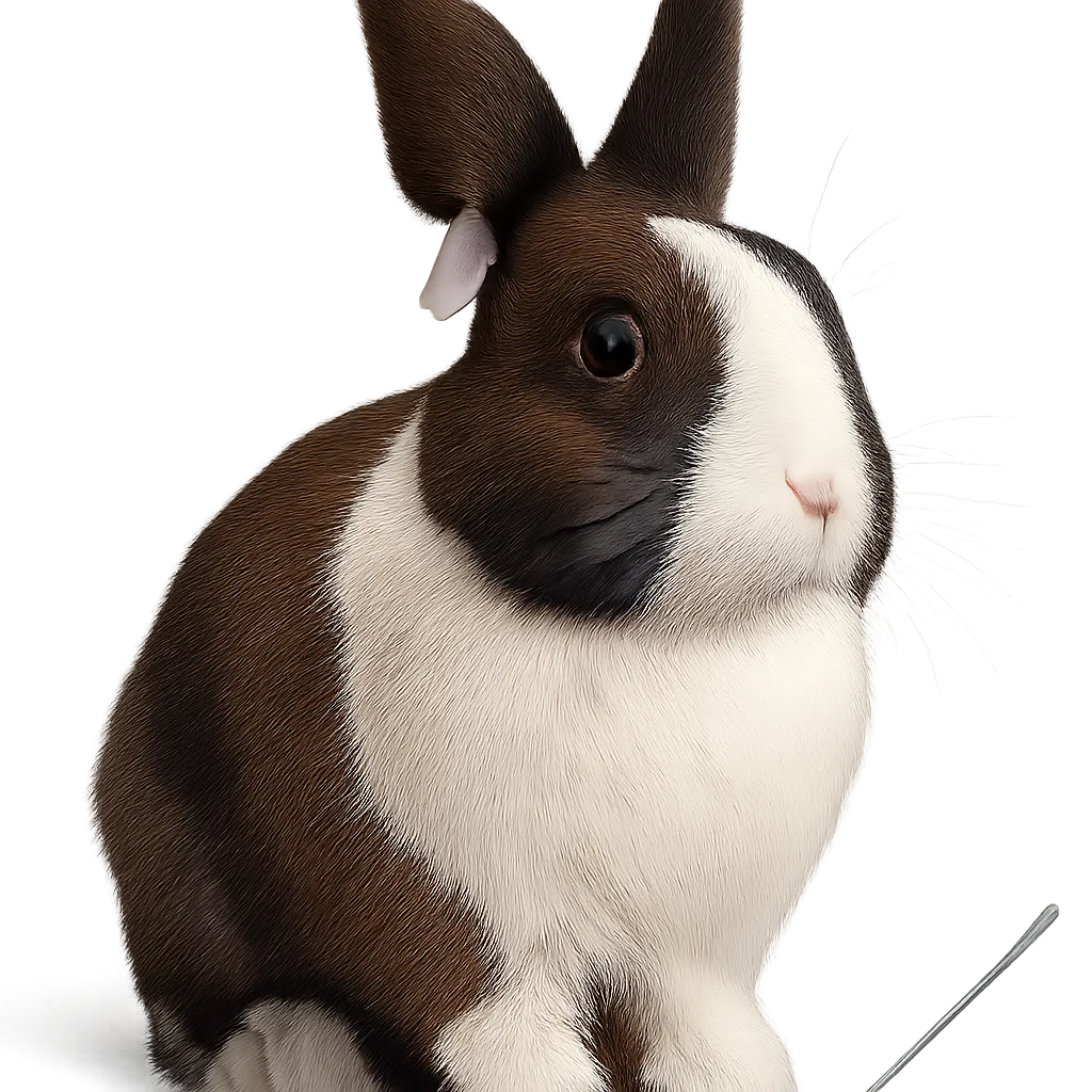 Pedigree breeding rabbit cutout portrait for BunnyBuddyHQ rabbitry management