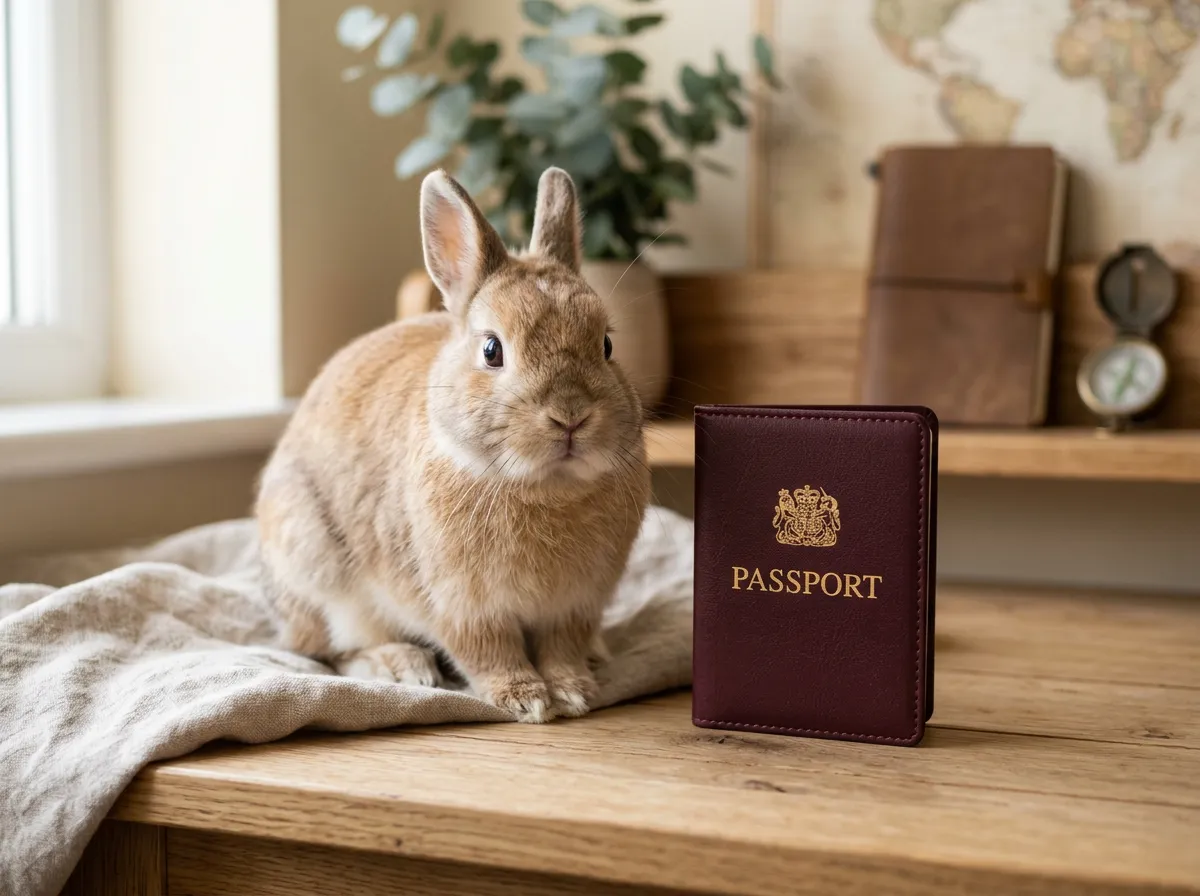 Friendly companion rabbit with official digital passport documentation