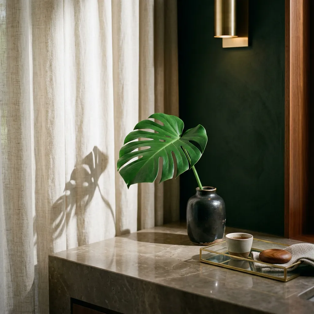 Serene private recovery villa lounge overlooking tranquil Costa Rican nature and lush greenery