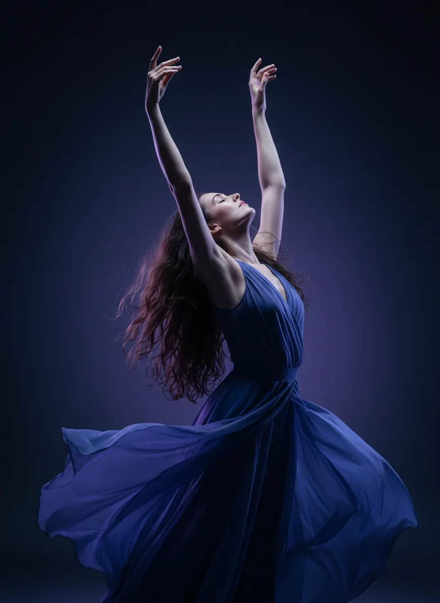 Dancer expressing emotion through flowing movement
