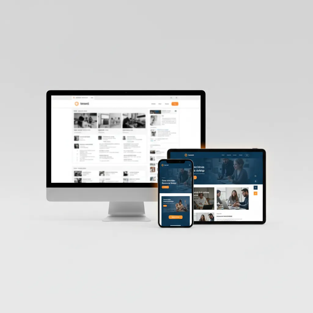 Before and after comparison of an outdated service business website versus a modern, high-converting design