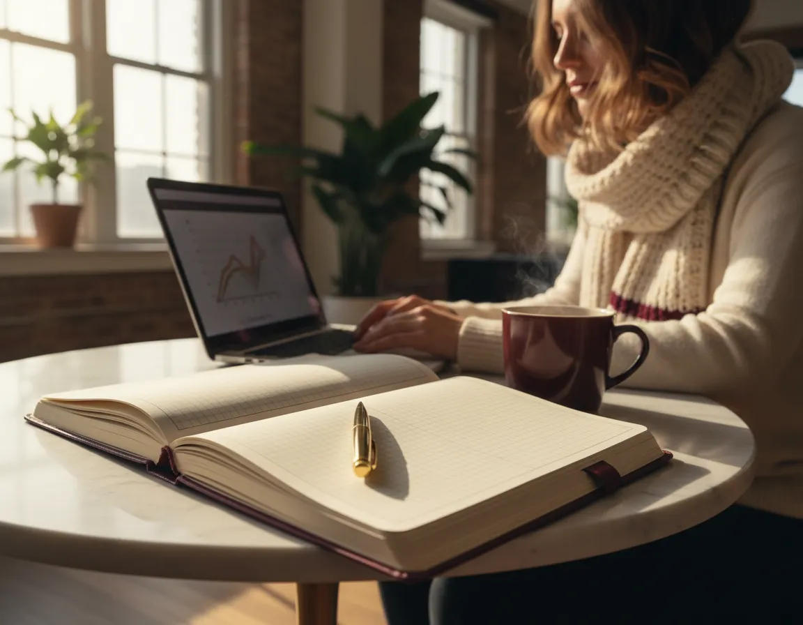 A person comfortably learning on their laptop in a sunlit room