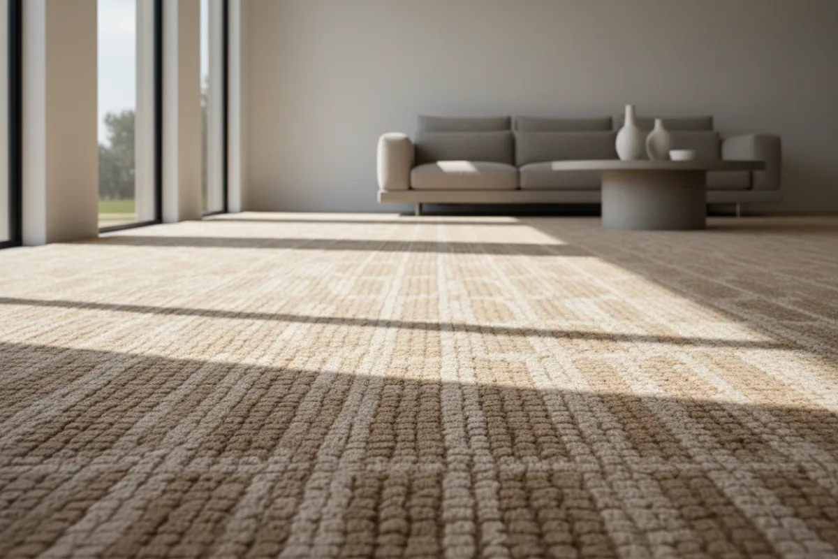 carpet-focused interior with minimal furniture
