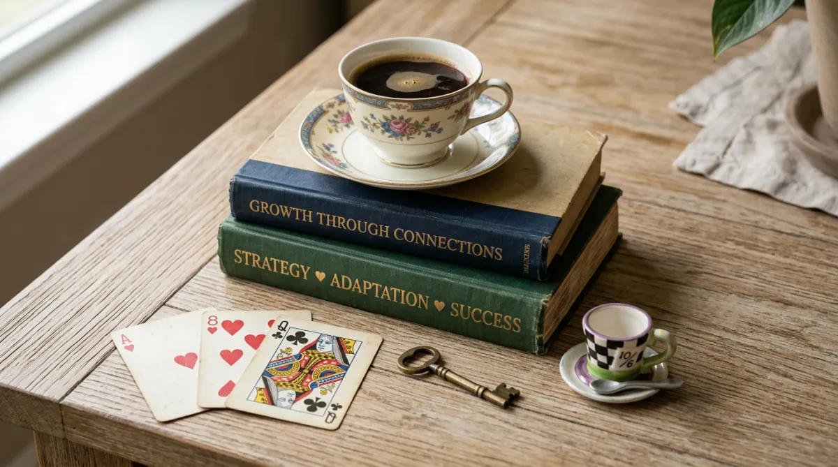 Small decorative teacup illustration at the very top center above the main heading