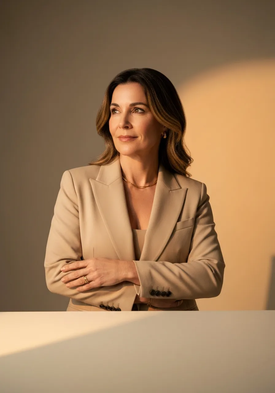 Editorial portrait of a confident female entrepreneur