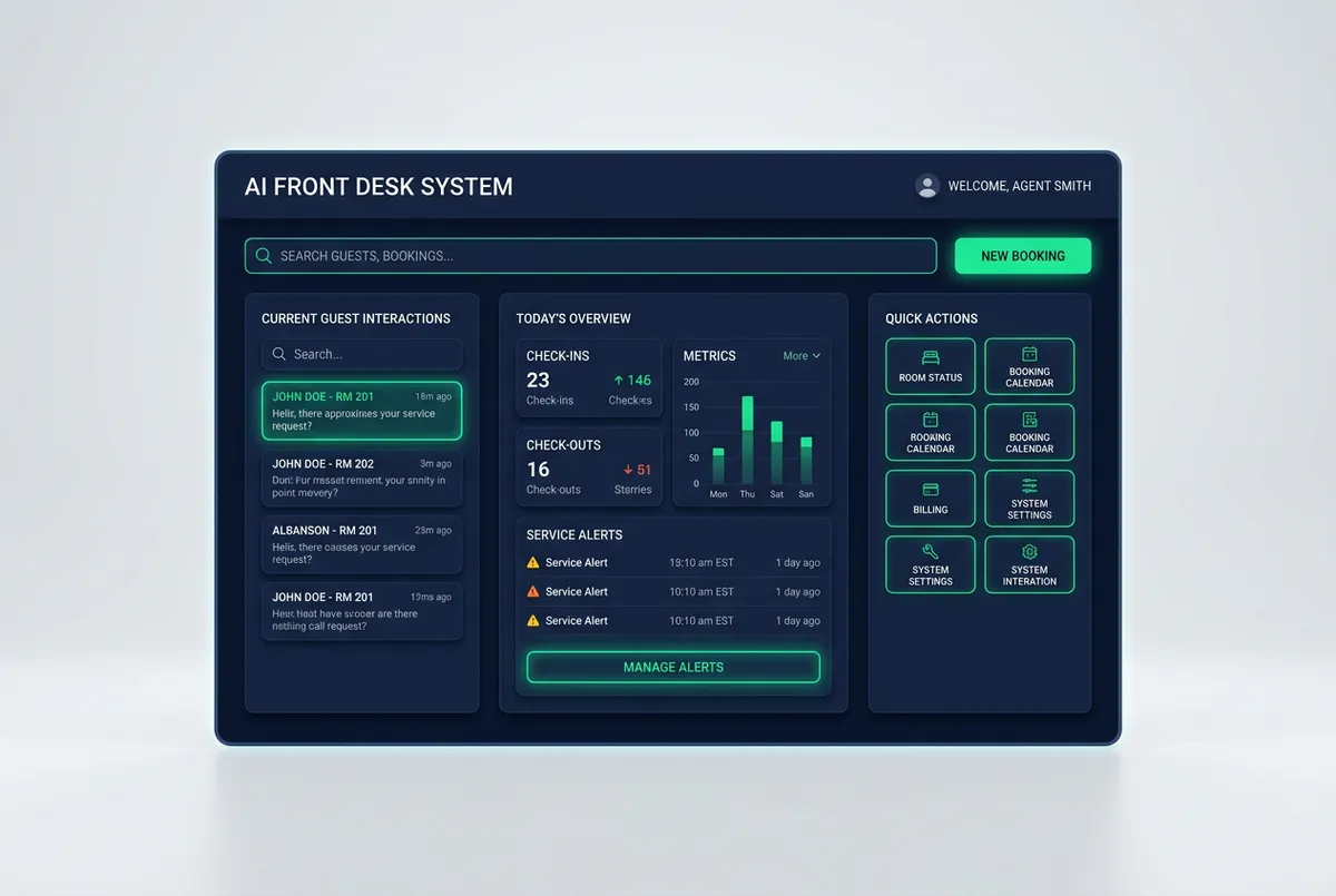 AI Front Desk automated qualification and triage system wireframe interface