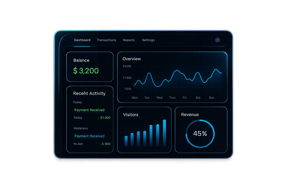 LynqPay Desktop Partner Dashboard Interface Mockup