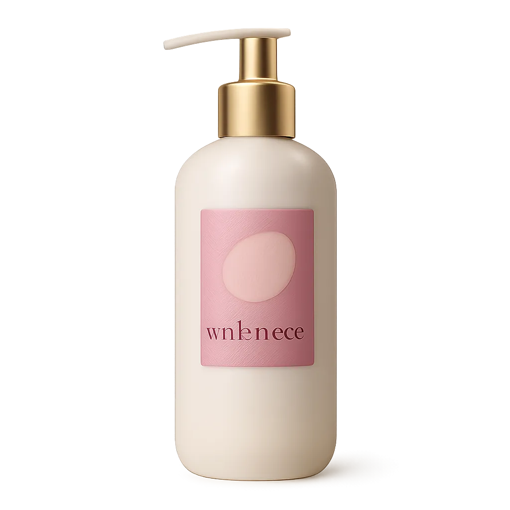 Champú natural en envase cosmético premium con dosificador