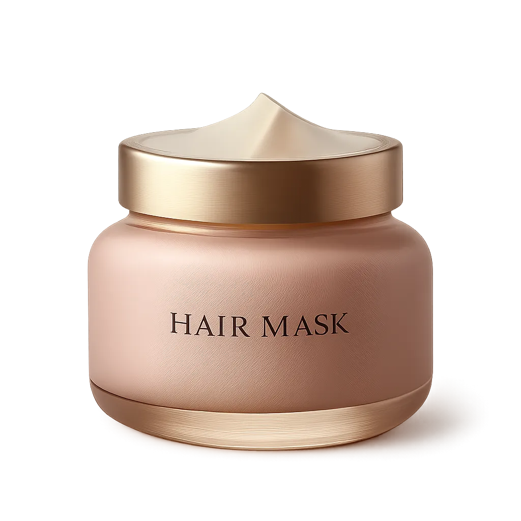 Tarro de mascarilla capilar ultra hidratante con tapa dorada