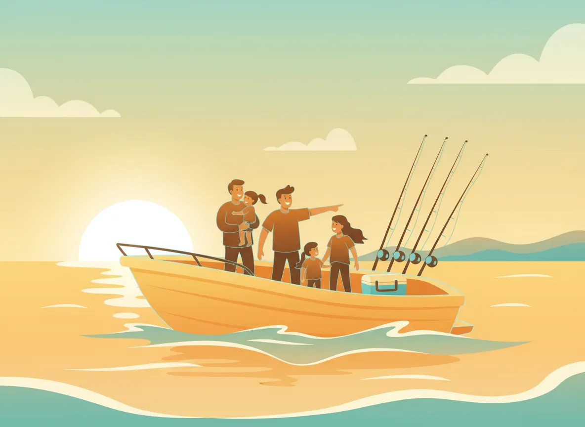 Family Fun Fishing charter illustration