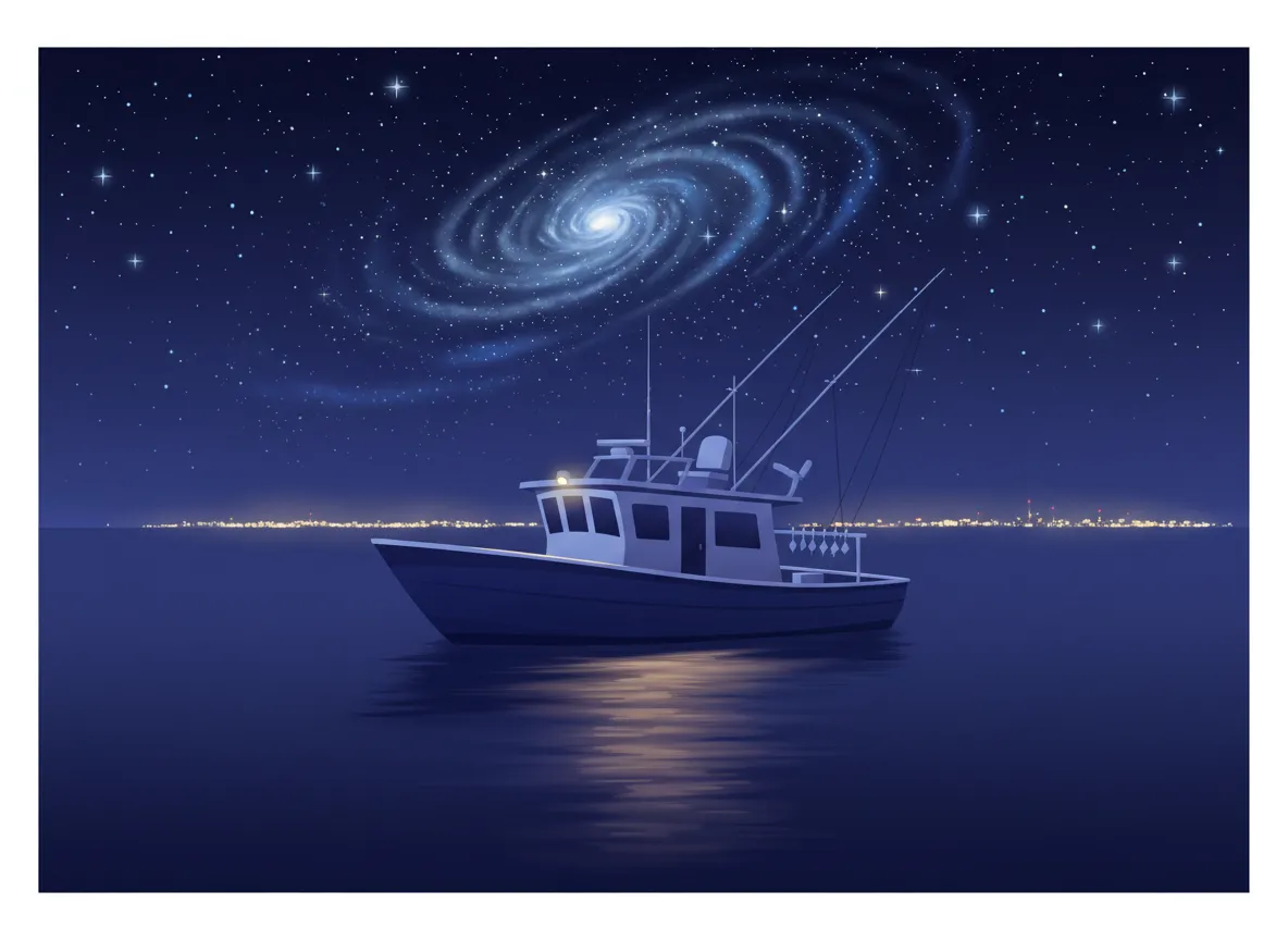 Night Squid & Bottom Fishing charter illustration