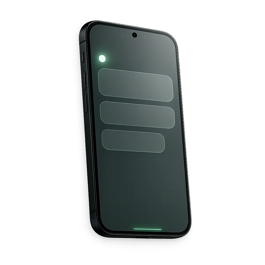 Sleek mobile interface cutout showing automated instant SMS and missed call response notification
