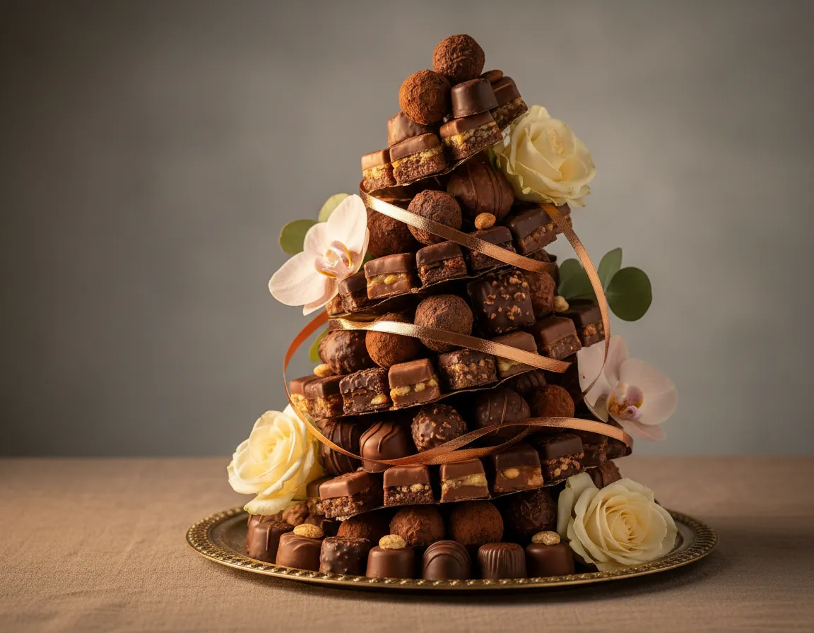 Elegant tower of Al Afrah chocolates arranged for celebration