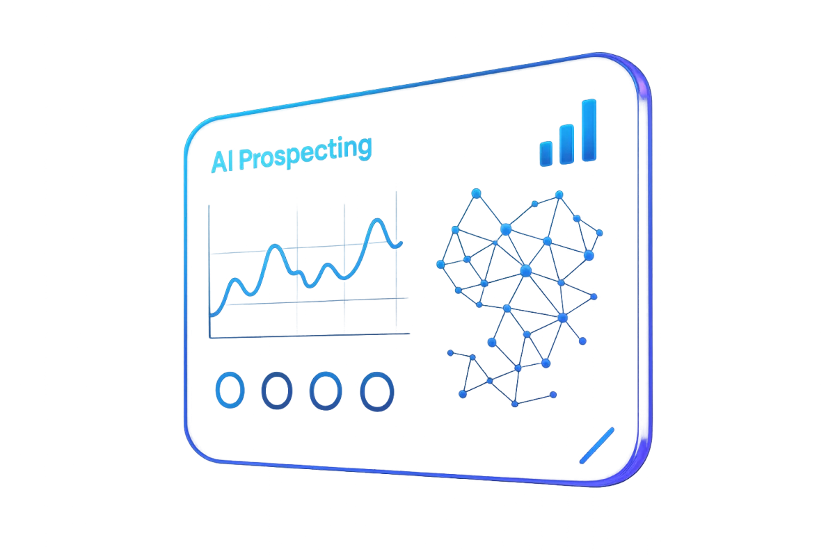 Dashboard de Prospección Inteligente con métricas predictivas y flujo de datos neuronales