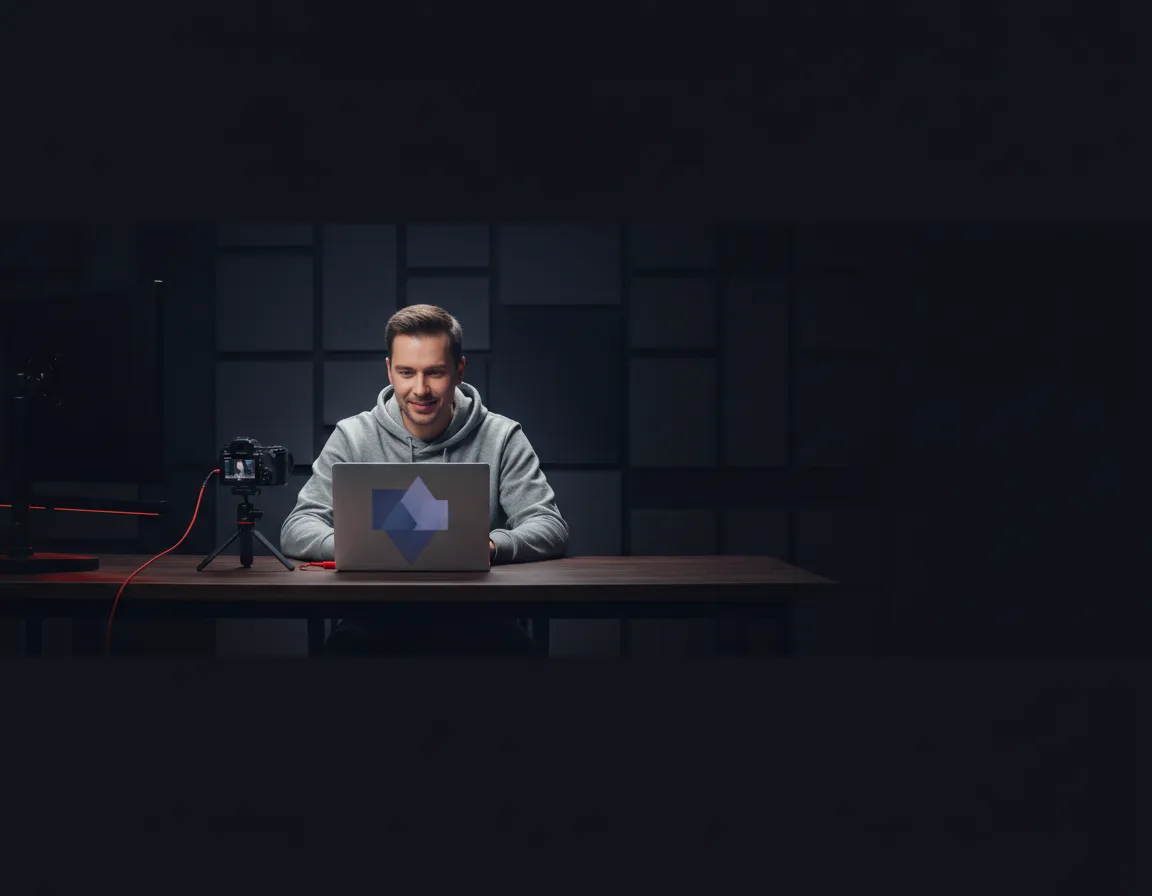 Online coach recording video lesson or student accessing course on laptop