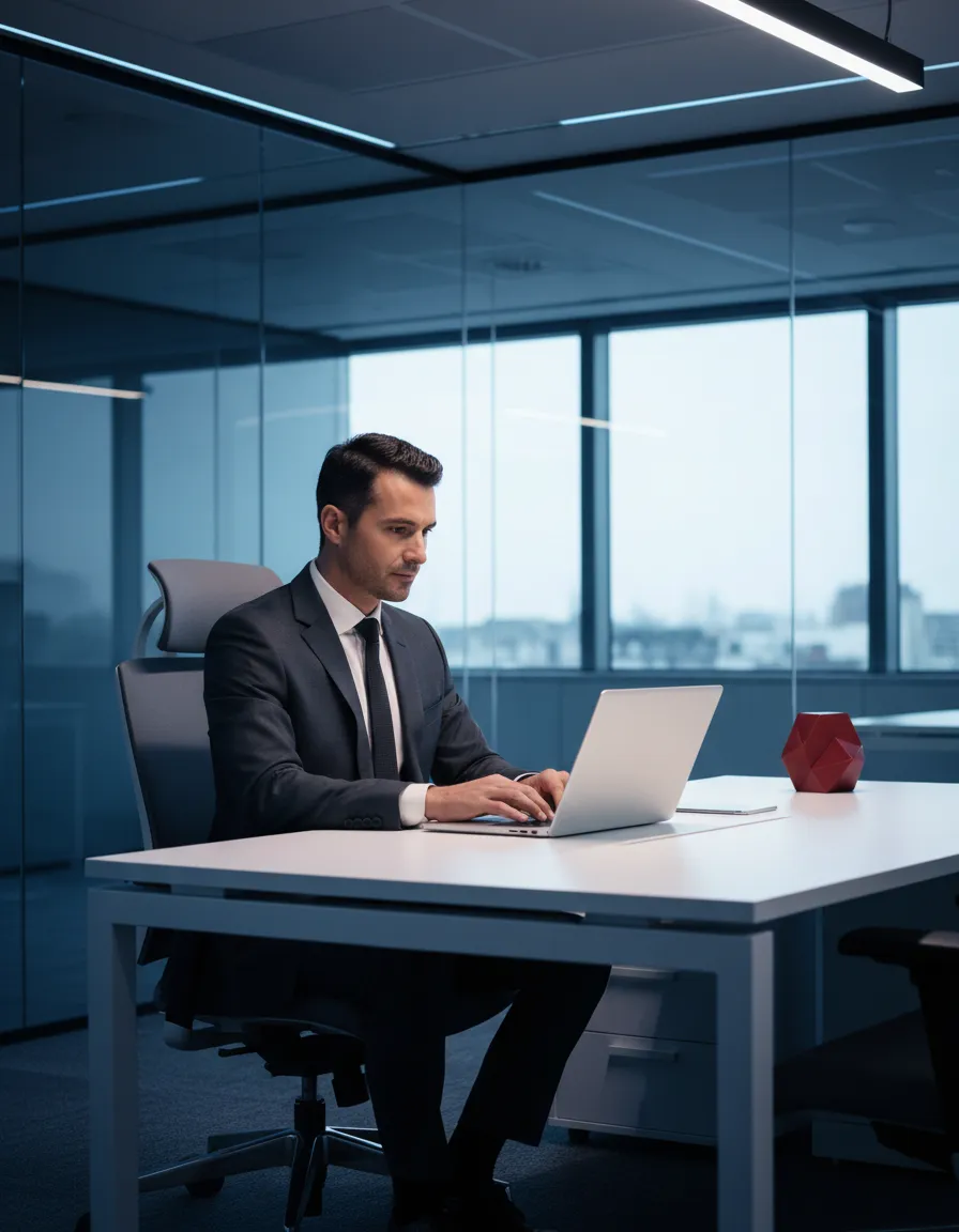 Dedicated virtual business operations specialist in modern office