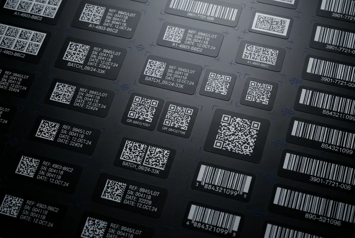 High density barcode and 2D DataMatrix QR tracking labels