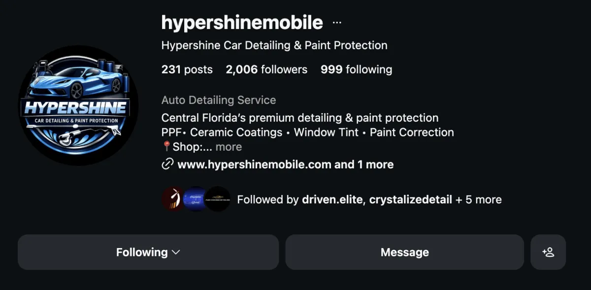 Adrian Alicea – Hypershine Mobile Detailing Instagram profile