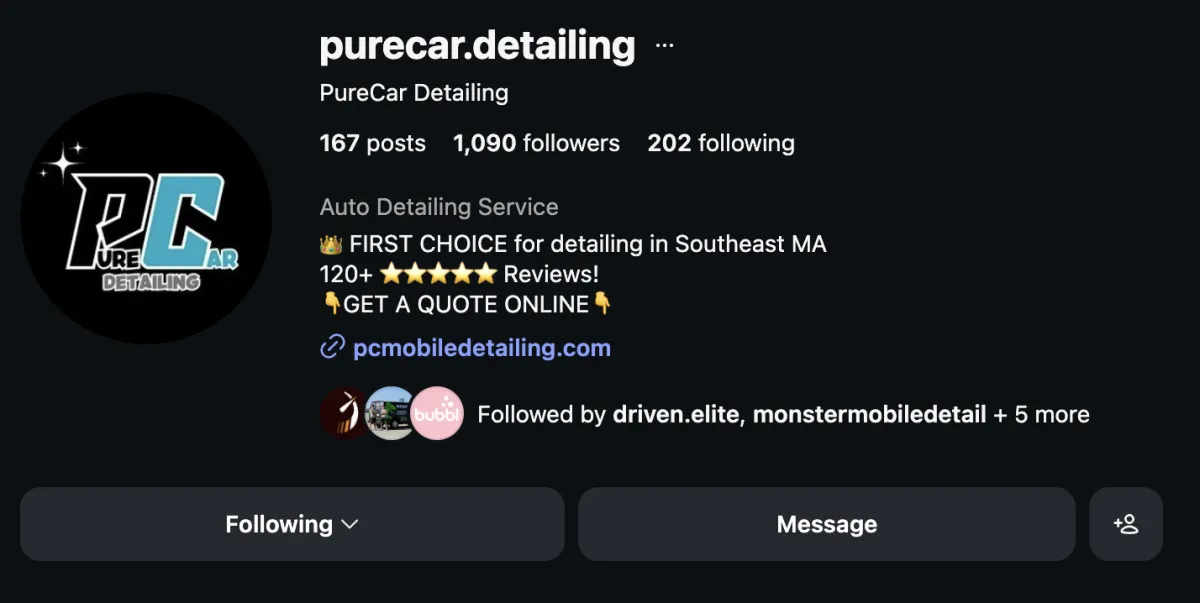 Bruce Maksy – Pure Car Detailing Instagram profile