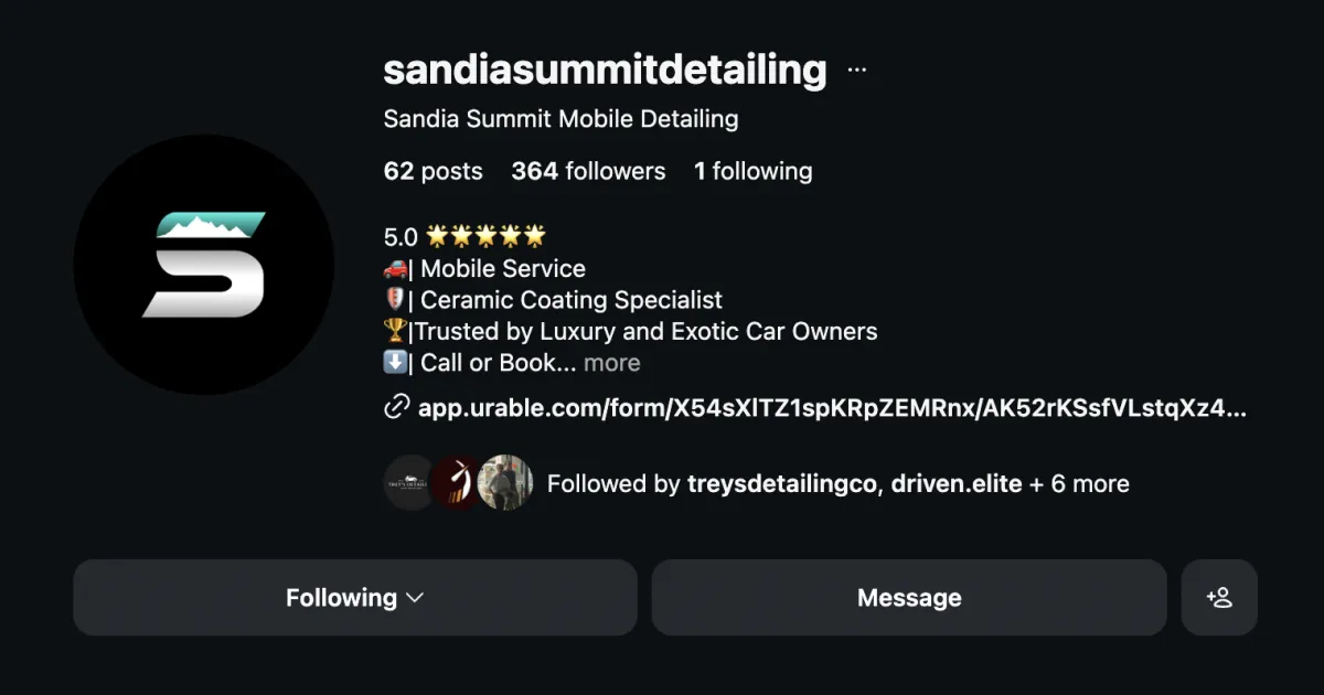 Ashton Tarin – Sandia Summit Detailing Instagram profile