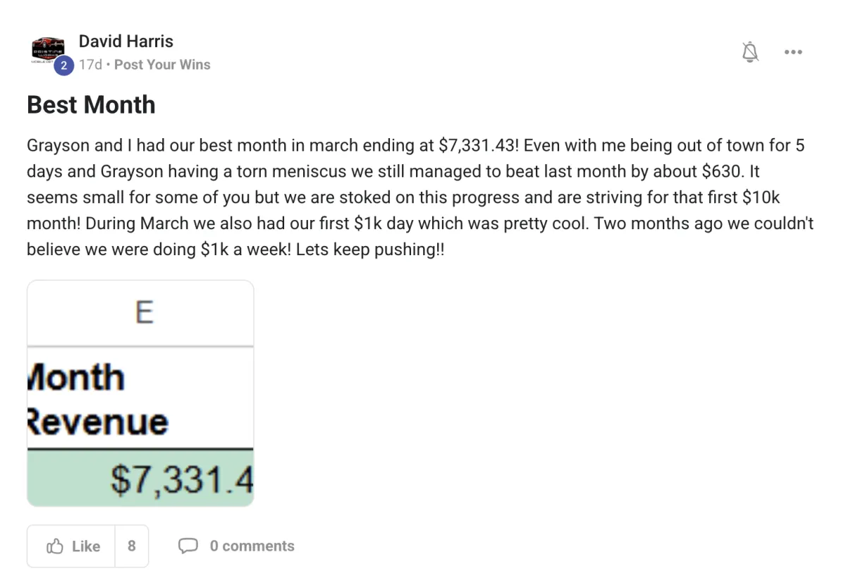 Student result screenshot