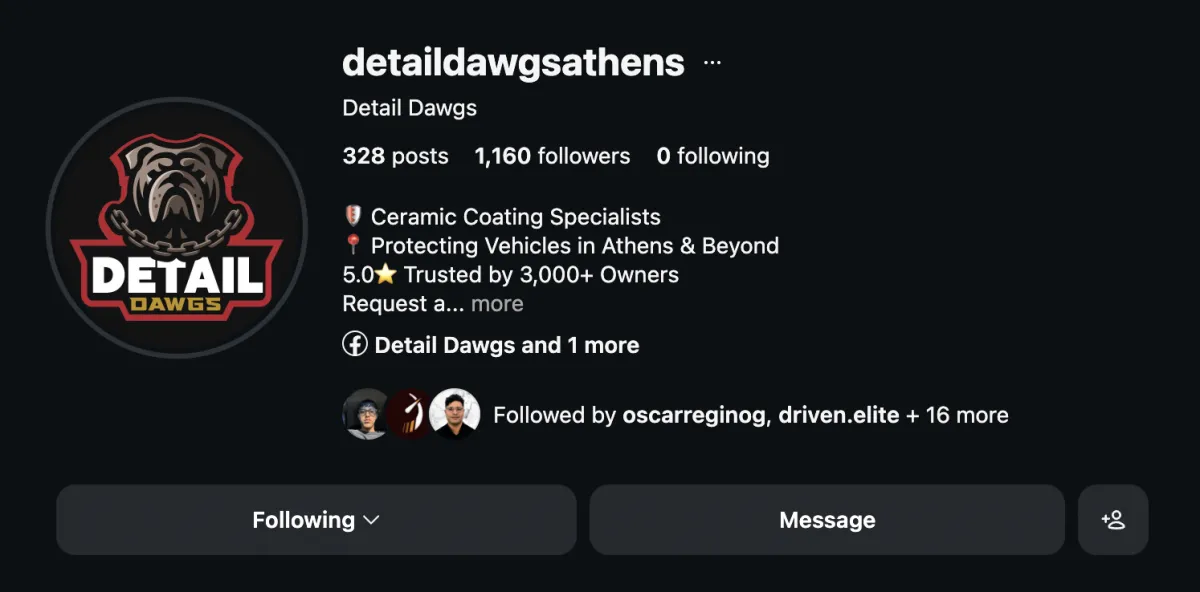 Jack TerHaar – Detail Dawgs Instagram profile