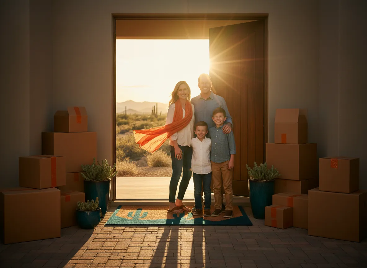 Family moving into a new Arizona home