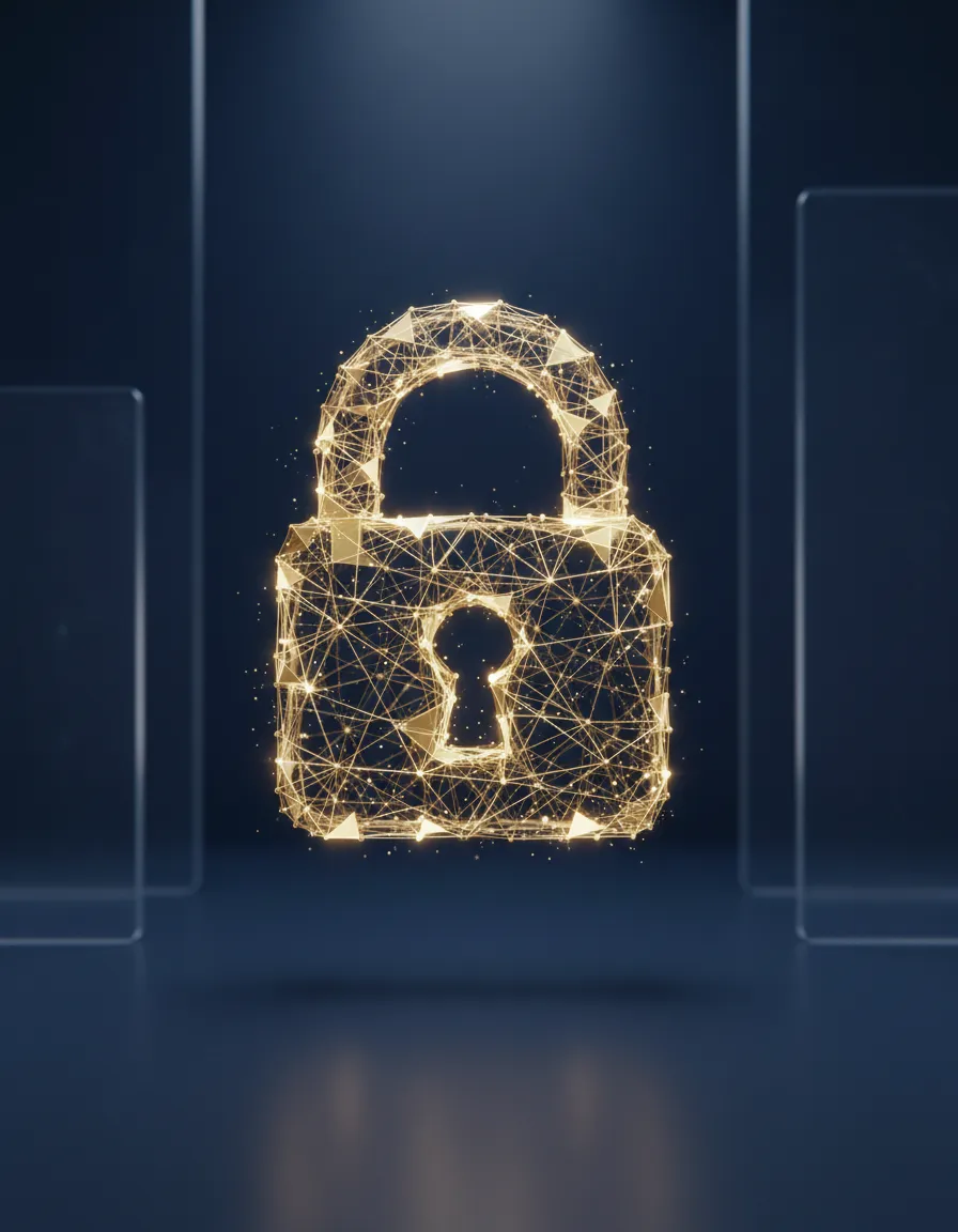 Abstract lock network visualizing premium infrastructure security