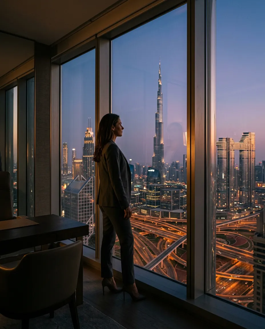 Editorial architectural view of modern Dubai skyline representing visionary capital expansion