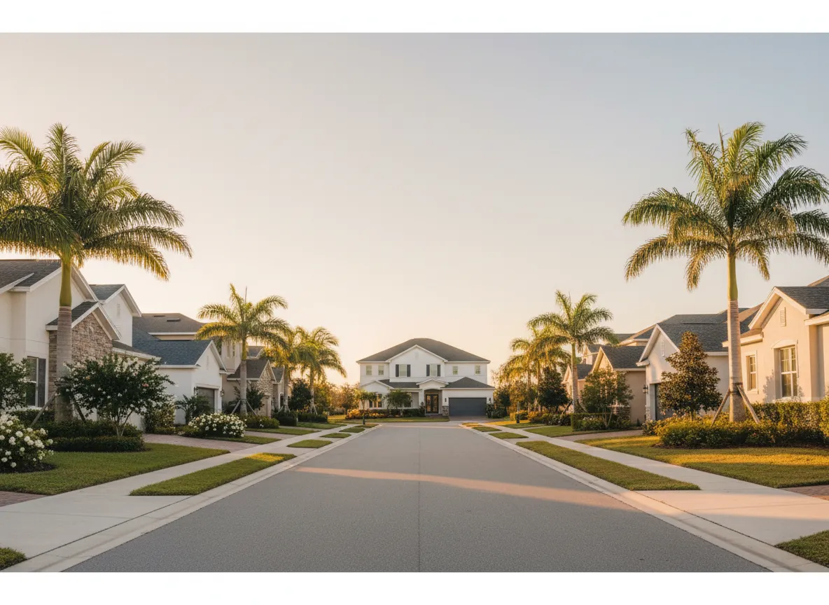 Calm, welcoming real estate scene in Parrish, Florida neighborhood