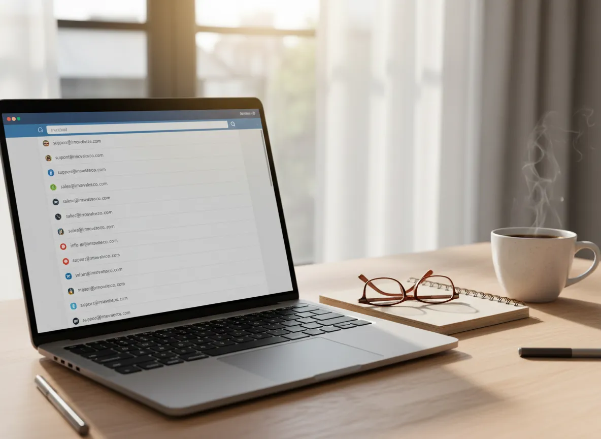 Professional business email inbox on laptop screen