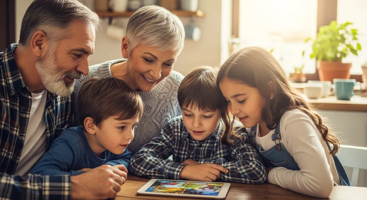 Family using tablet