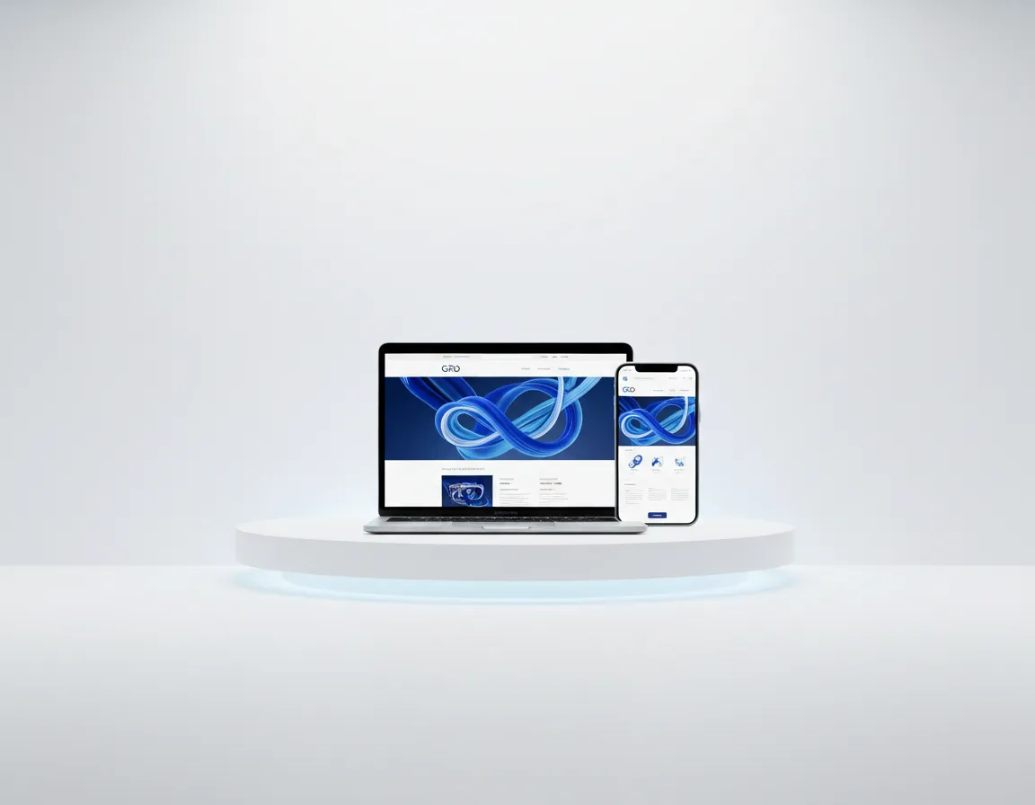 Premium website mockup on MacBook and iPhone