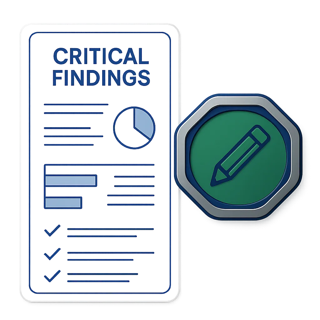 1-Page Report Mockup and Zero-Waste Guarantee Badge Composite