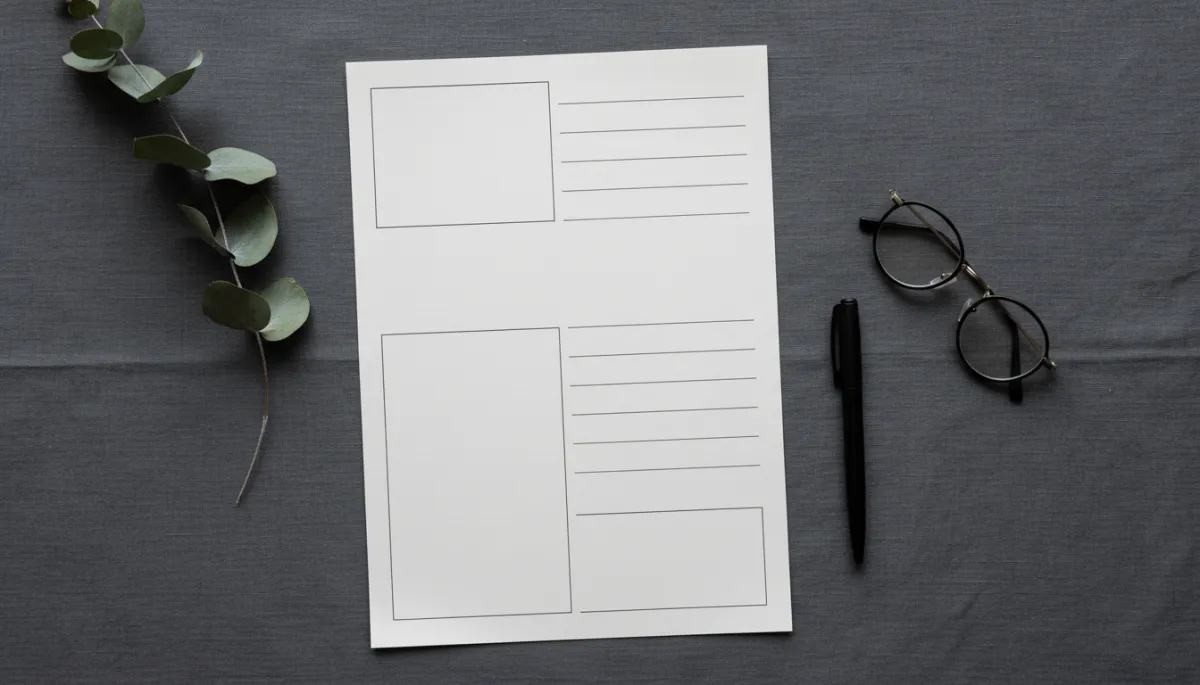 Printed birth plan template on table with pen and linen