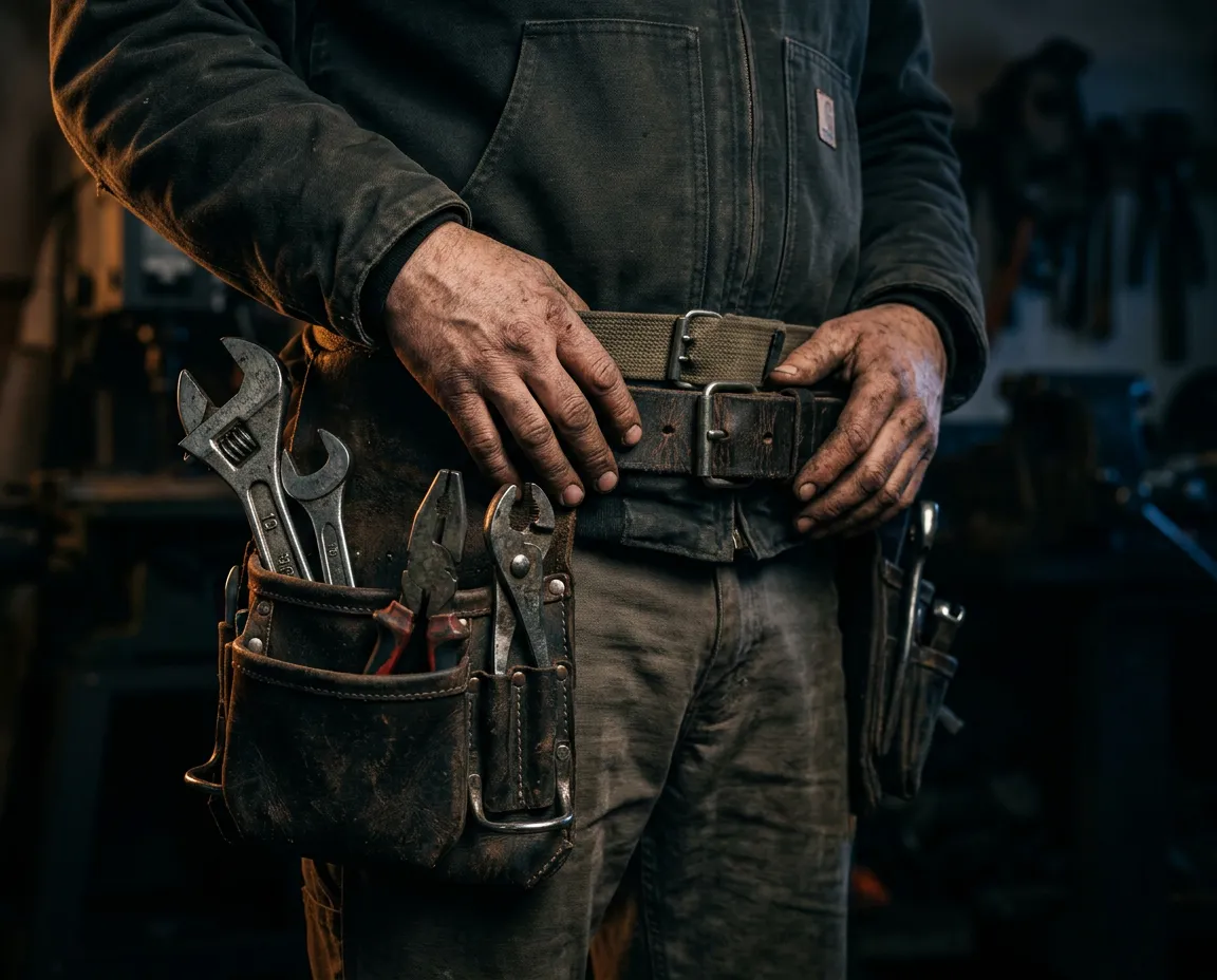 Trade worker toolbelt and hands on site in Colorado