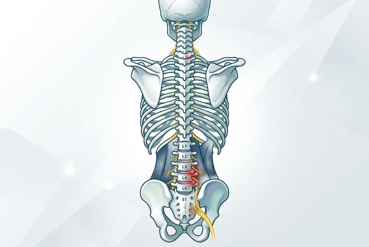 Clinical specialist evaluating lower lumbar spine alignment