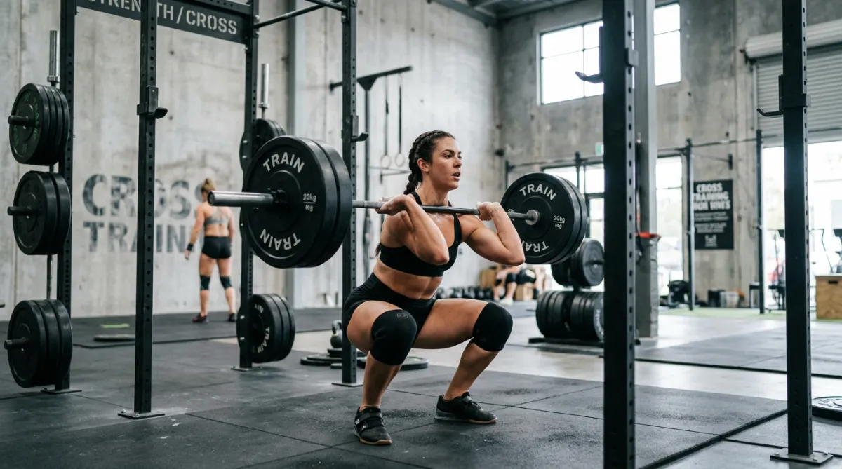 Cross-training athlete performing heavy resistance work in concrete facility