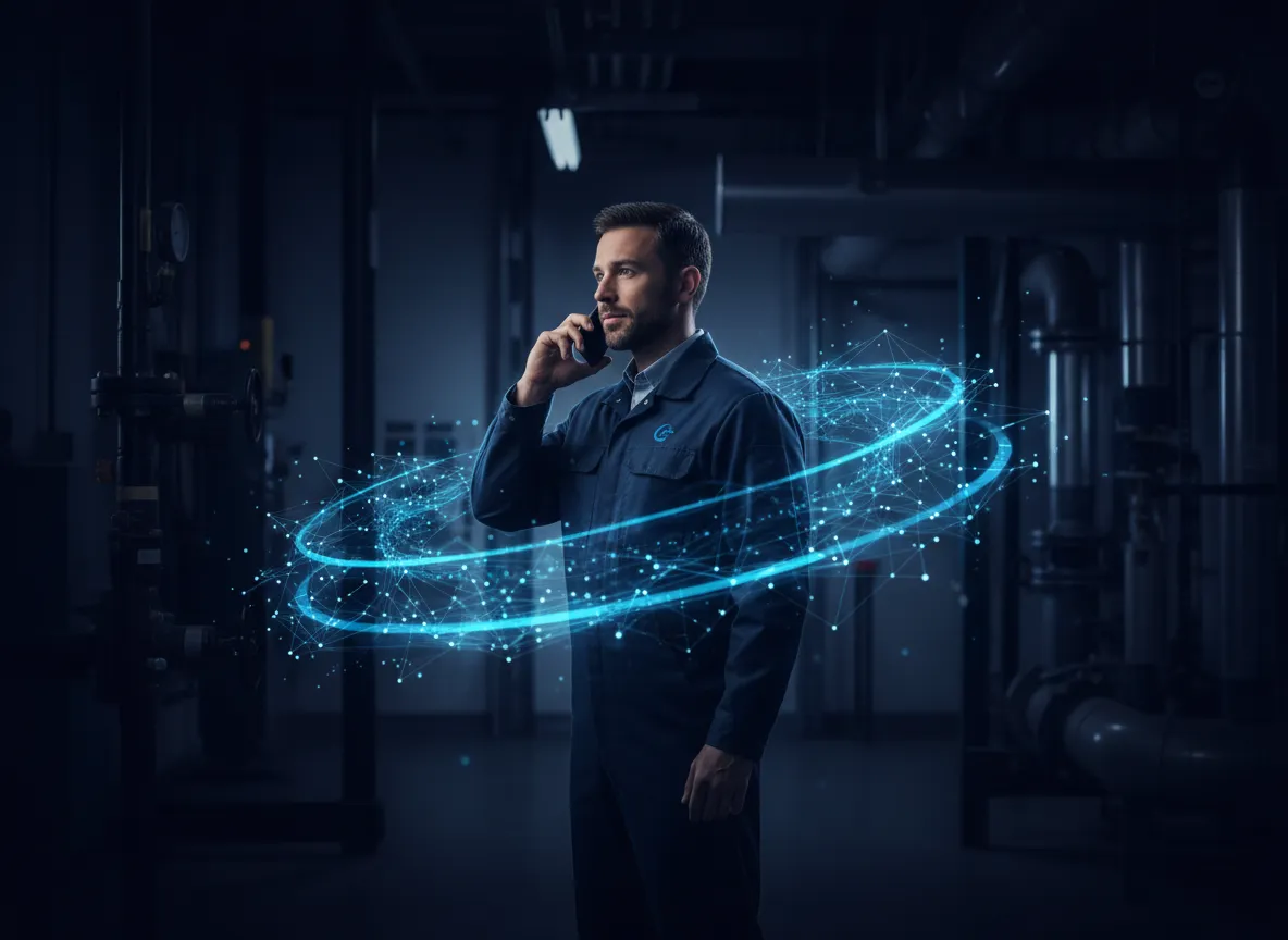 HVAC technician taking an emergency call