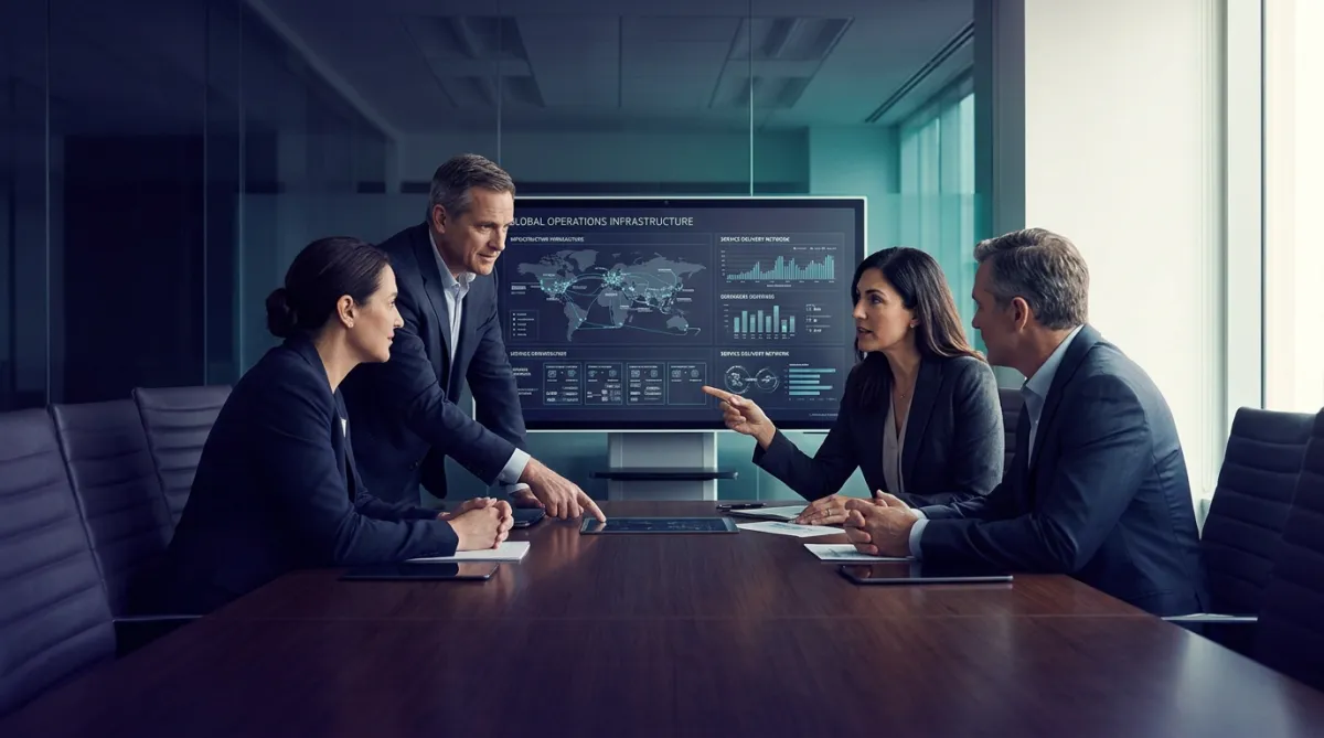 Corporate B2B enterprise service operations and infrastructure meeting