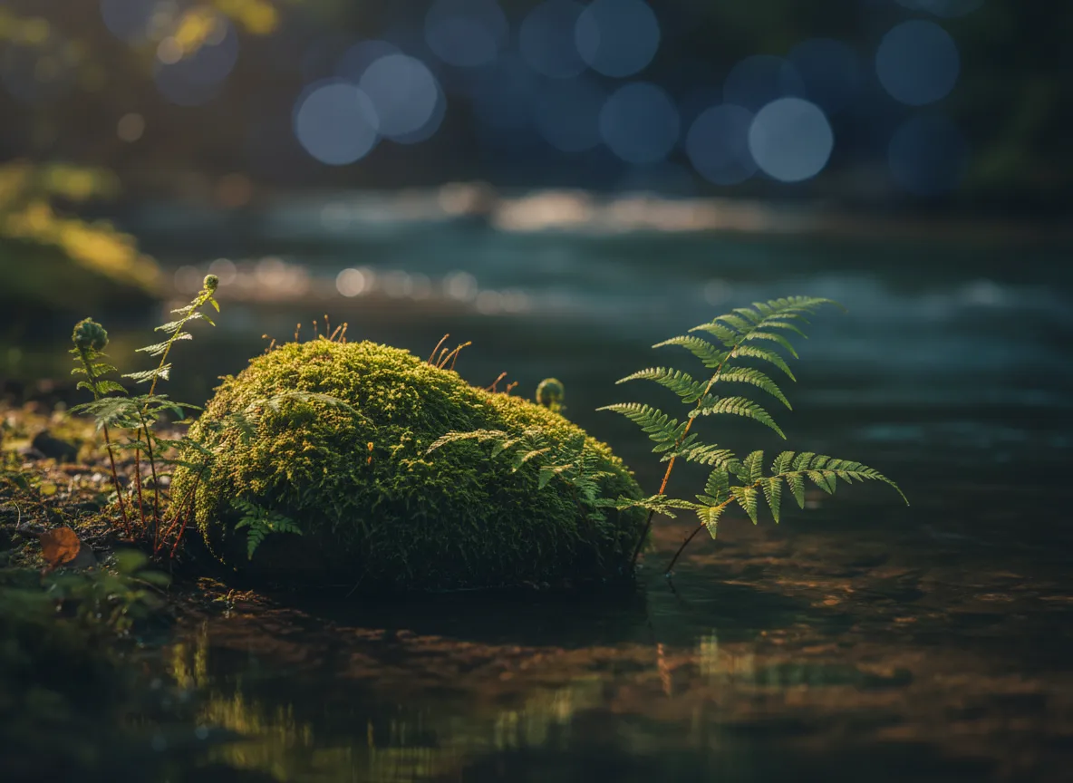 Beruhigende Naturdarstellung, die Sicherheit und Erdung symbolisiert