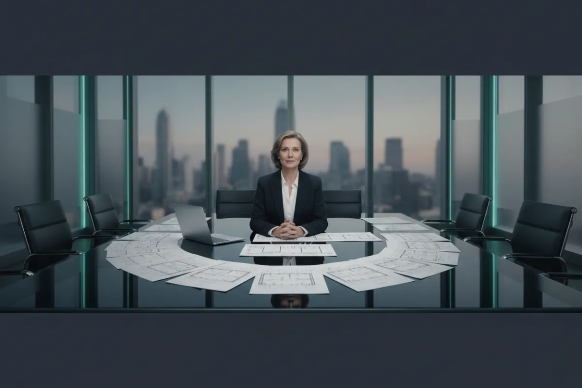 Senior EA strategically planning in a boardroom