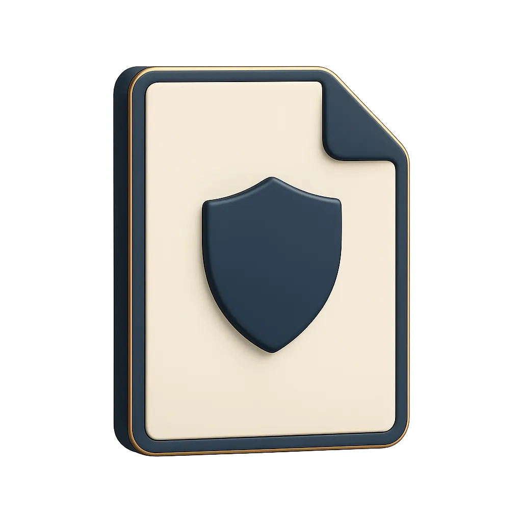 Minimalist 3D secure document shield icon