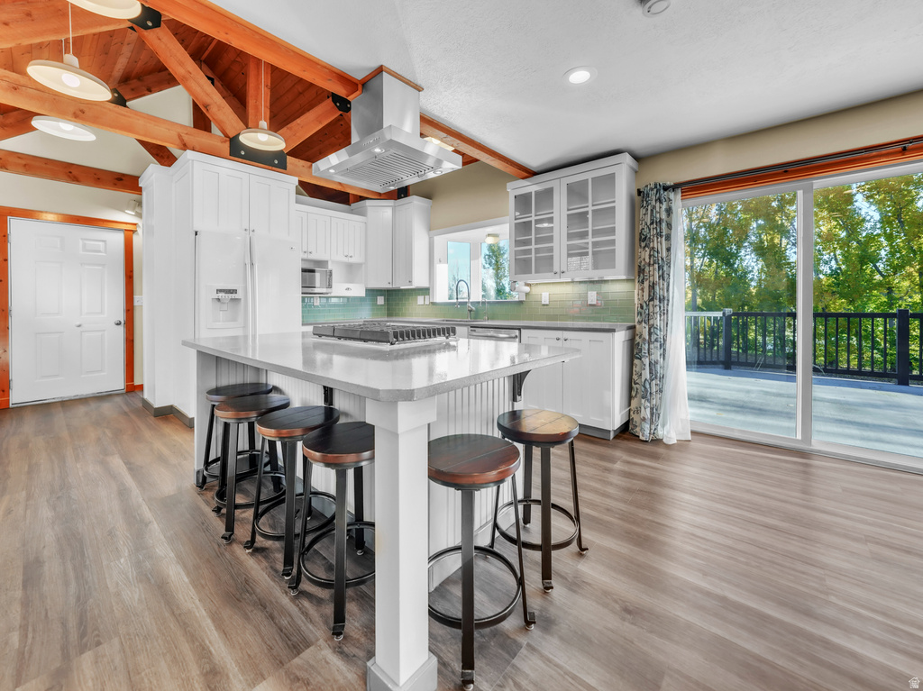 Modern kitchen with custom cabinetry and island