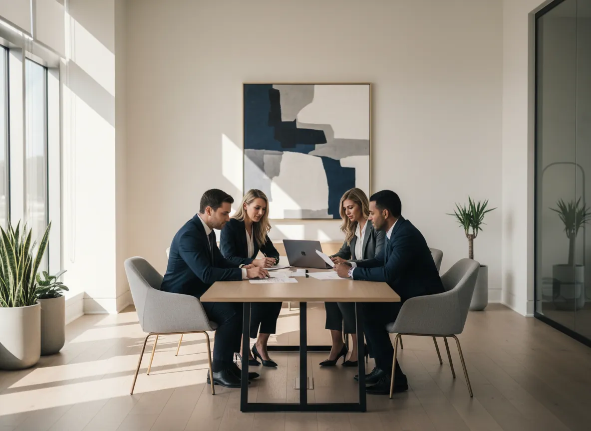 Calm professional real estate office setting in Texas