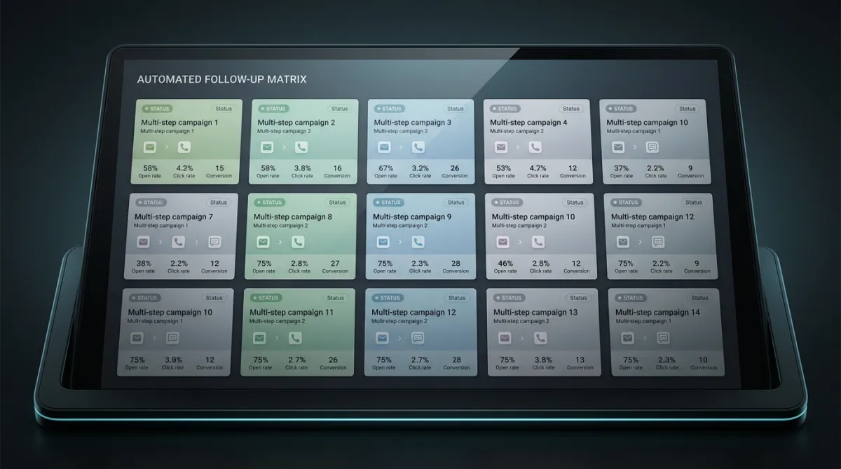 ICE AI Automated Multi-Channel Follow-Up Sequence Matrix UI